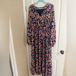Wonderly Vibrant Floral Maxi Dress - Pink, Orange, Blue